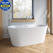Image of Freestanding Double Ended Bath Luxury Acrylic Bathtub & Waste White 1500x720mm