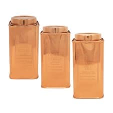 Image of Tea Coffee Sugar Canister Set Airtight Kitchen Storage Tin Metallic Copper 3Pcs