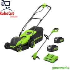 Image of Greenworks 48V 36Cm Cordless Lawn Mower & 24V 25Cm Line Trimmer Bundle Batteries