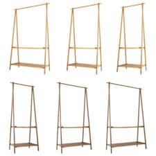 Image of Wood Coat Stand Shoe Rack w/ Shelves & Hanger Rail Storage Hall Entryway Bedroom
