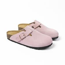 Image of Birkenstock Taupe Suede Leather Boston Soft Footbed UK SIZE