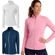 Image of Ladies Zip Up Jacket Top Layer Island Green Stretch Quick Dry Essential Jumper