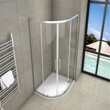 Image of Offset Quadrant Shower Enclosure Sliding Glass Door CornerEntry Cubicl StoneTray