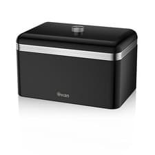 Image of Retro Style Bread Bin by Swan SWKA1010BN Metal 18L Black