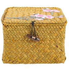 Image of Decorative Storage Basket Baskets Woven Containers with Lids for Organizing