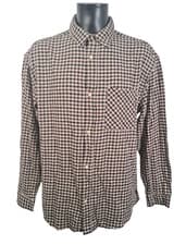Image of H&M Red Black Check Twill Shirt Patch Pocket Long Sleeve Cotton BNWT Men's Large