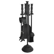 Image of Companion Set 5 Piece Set Black Fireside Poker Brush Shovel Cast Iron Tools Set