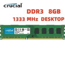 Image of CRUCIAL DDR3 8GB 1333 MHz PC3-10600 Desktop 240-Pin DIMM Non ECC Memory RAM 1x8G