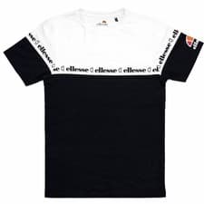 Image of Ellesse Men's T-shirt Chest Taped Sport Cotton Tee Black/White Top New XS-S