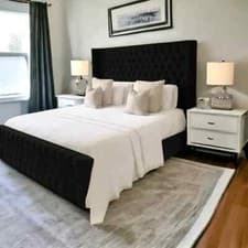 Image of Reinforced Divan Bed Set With Drawer Winged Headboard Plush Velvet Double & King