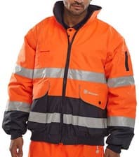 Image of Beeswift Two-Tone Hi-Vis Europa Bomber Jacket Orange / Navy Size XXXXXL