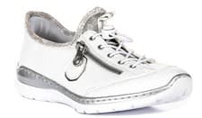 Image of Rieker Antistress Nubuck Leather Zip Womens Trainers In Whitsilver UK 4 - 8