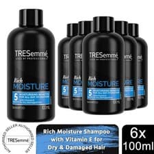 Image of Tresemme Moisture Rich Shampoo with Vitamin E for Dry & Damaged Hair 100ml, 6 Pk