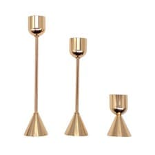 Image of Set of Three Geometric Metal Candle Holders for Dining Table and Living Room