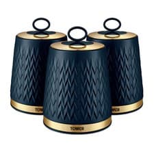 Image of Tower T826091MNB Empire Kitchen Storage Canisters, Set of 3, Midnight Blue