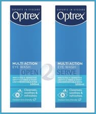 Image of 2x Optrex Multi Action Eye Wash - Irritated Tired Gritty Sensitive Eyes - 100ml
