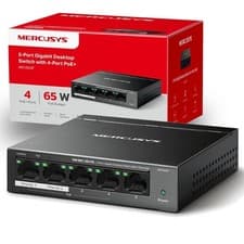 Image of MS105GP 5 Port Gigabit Network Switch Ethernet Switch with 4 Port PoE 65W Total