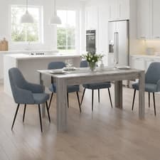 Image of Dining Table 140cm Rectangular Durable Kitchen Dining Furniture Grey Wood Modern