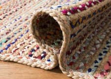 Image of Rug Carpet Jute & Cotton Natural 100% Handmade Rectangle Decorative Rag Rug