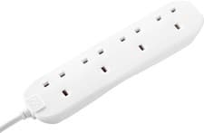 Image of Masterplug Four Socket Extension Lead, 5 Metre Cable, Unswitched, 5m, White