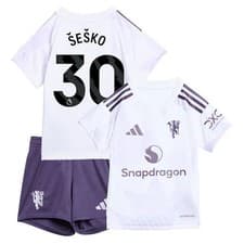 Image of Manchester United adidas Away Babykit 2025-26 with -e-ko 30 printing