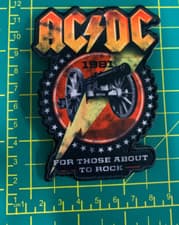 Image of AC/DC For Those About To Rock Cut Out Logo Printed Sew or Iron Patch Official