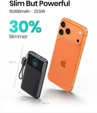 Image of ADDTOP UltraSlim 10000mAh Fast Charging Power Bank with Built-In Cables & LED