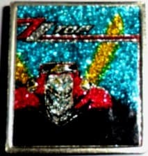 Image of ZZ TOP ELIMINATOR vintage lapel badge glittery