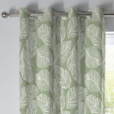 Image of Fusion 66" Width x 90" Drop (168 x 229cm), Green & White Leaf