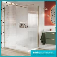 Image of Walk In Wet Room Shower Deflector Screen Fluted 8mm Glass 2000mm Tall 700mm-1200