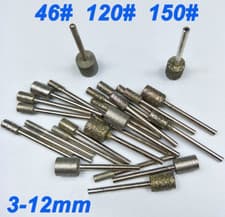 Image of 3mm-12mm Diamond Burr Grinding Head Bit 1/8'' Shank 46/120/150 Grit For Carving