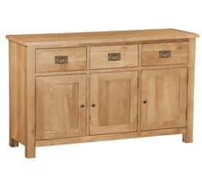 Image of Baysdale Rustic Oak Large Sideboard – 3 Door 3 Drawer Storage Cabinet 130cm