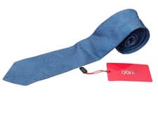 Image of HUGO By HUGO BOSS Mens Art Blue Textured 100% Silk 6cm Tie BNWT
