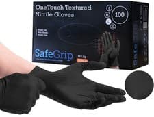 Image of Disposable Black Extra Strong Thick Diamond Grip Nitrile Gloves Mechanic of 100