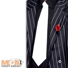 Image of White Gangster Tie On Elastic Mens Fancy Dress Mafia 1920s 20s Costume Accessory