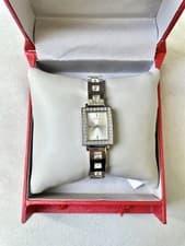 Image of Guess Ladies crystal bezel Silver Rectangle Watch