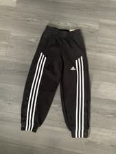 Image of adidas boys black snap button relaxed fit joggers size 7-8 years