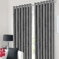 Image of Thick Thermal Velvet Blackout Curtains Eyelet Ring Top Fully Lined Ready Made UK