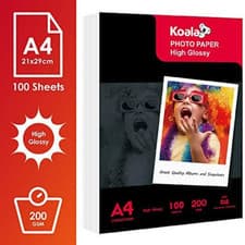 Image of KOALA Inkjet Photo Paper A4 Glossy 100 Sheets 200 GSM for A4, 100