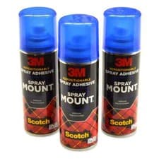 Image of 3M Spray Mount Transparent Adhesive Clear Glue Mounting Spray  - 3 Pack