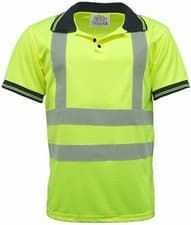 Image of HI VIS VIZ HIGH VISIBILITY POLO SHIRT NAVY & GREY COLLAR SAFETY WORK TOP 2 TONE