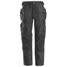 Image of Snickers Work Trousers Mens Regular Fit Black Stretch Multi Pockets 33W 32L
