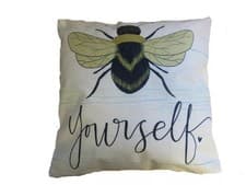 Image of Bee Linen Cushion 45x45cm Choose Cover Only or Filled Cushion Bee - yourself