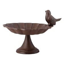 Image of Esschert Design FB164 Cast Iron Pedestal Birdbath, Small, Antique Brown