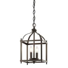 Image of 2 Bulb Ceiling Pendant Light Fitting Olde Bronze LED E14 60W Bulb