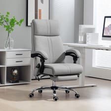 Image of Office Chair with 4 Point Vibration Massage and Heat, Footrest, Light Grey