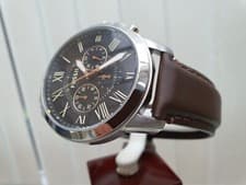 Image of New FOSSIL Mens Watch Brown leather Luminous Chrono RRP£189 Gift for Him (F24