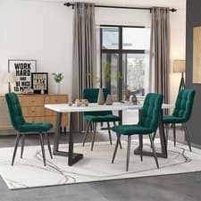 Image of Dining Table and Chairs Set of 4 Modern Dining Table Set Kitchen Furniture Green