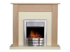 Image of Adam Southwold Fireplace Oak & Cream + Colorado Electric Fire Brushed Steel, 43"