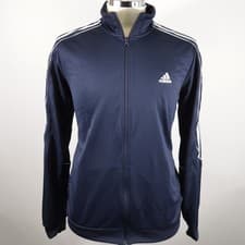 Image of Men's Adidas Navy Blue 3 Stripe Polyknit 2 Piece Taper Leg Tracksuit Large